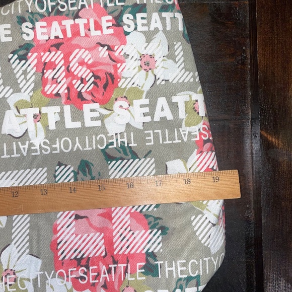 Robin Ruth The City Of Seattle Canvas Hobo Tote Shoulder Handbag Floral Zip - Picture 5 of 9